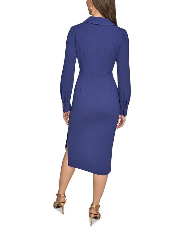 ダナキャラン レディース トップス ワンピース ミディ Donna Karan Side Gathered Midi Dress Deep Sea
