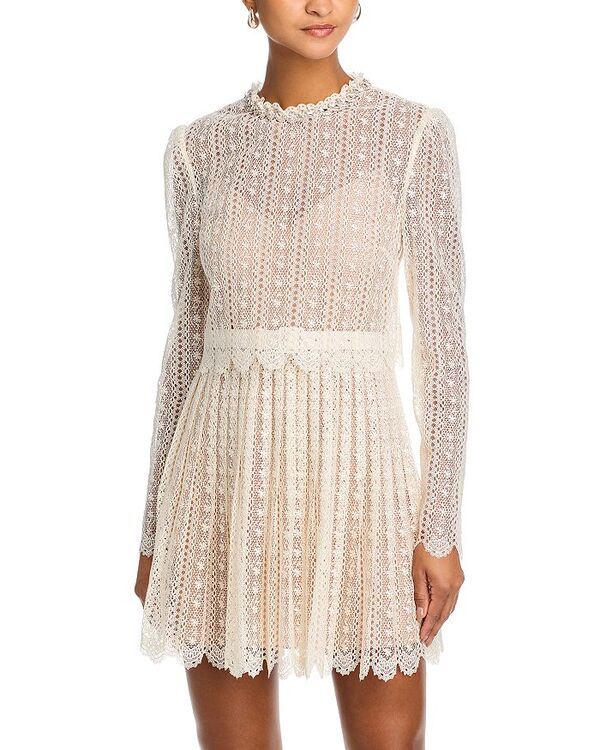 セルフ・ポートレイト レディース トップス ワンピース ミニ レース SelfPortrait Organza Lace Mini Dress Cream クリーム