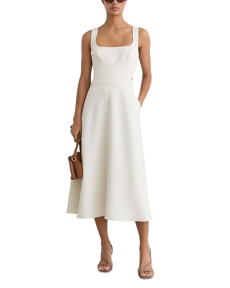 レイス レディース トップス ワンピース ミディ REISS Dina Midi Dress Ivory アイボリー