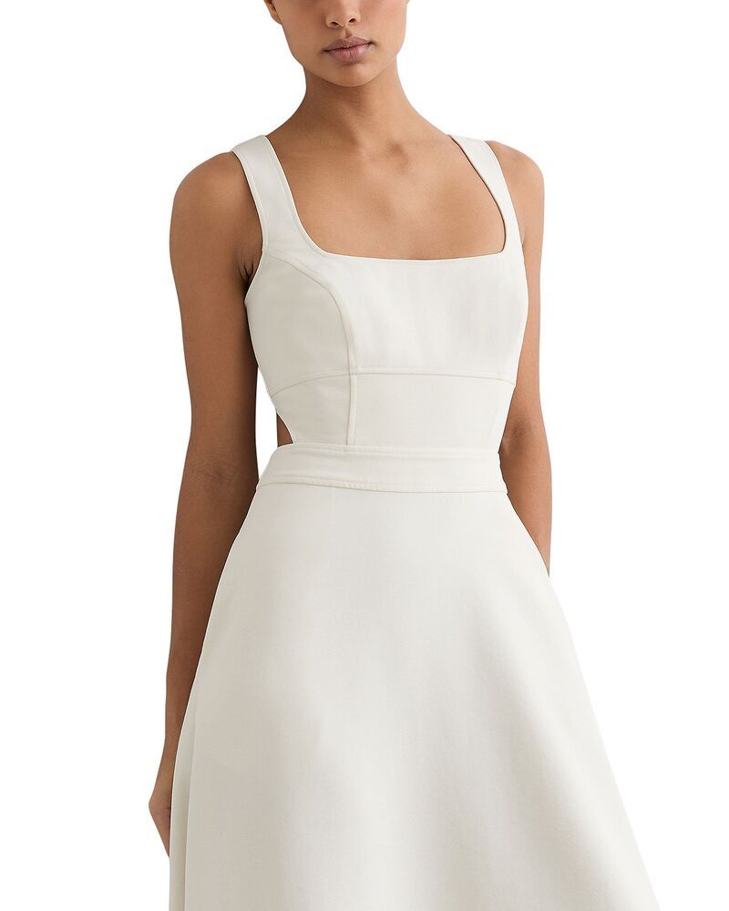 レイス レディース トップス ワンピース ミディ REISS Dina Midi Dress Ivory アイボリー