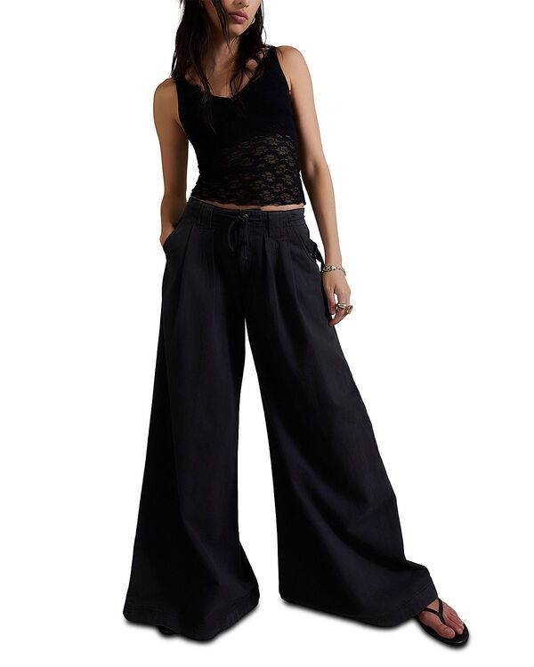フリーピープル レディース ボトムス カジュアルパンツ ワイドレッグ Free People Julien Wide Leg Drawstring Pants Washed Black ブラック フリーピープル レディース ボトムス カジュアルパンツ ワイドレッグ Free People Julien Wide Leg Drawstring Pants Washed Black ブラック