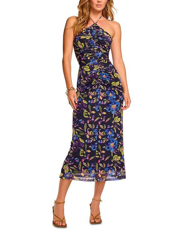 レイミー ブルック レディース トップス ワンピース ミディ ホルター Ramy Brook Aveline Halter Midi Dress Navy Floral Mesh ネイビー