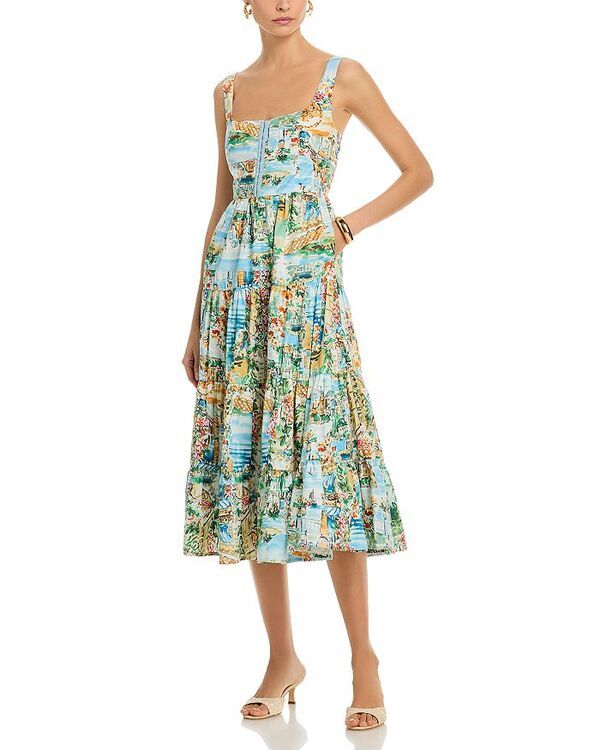 アクア レディース トップス ワンピース ミディ ノースリーブ AQUA Sleeveless Vacation Scene Midi Dress Exclusive Light Blue ブルー