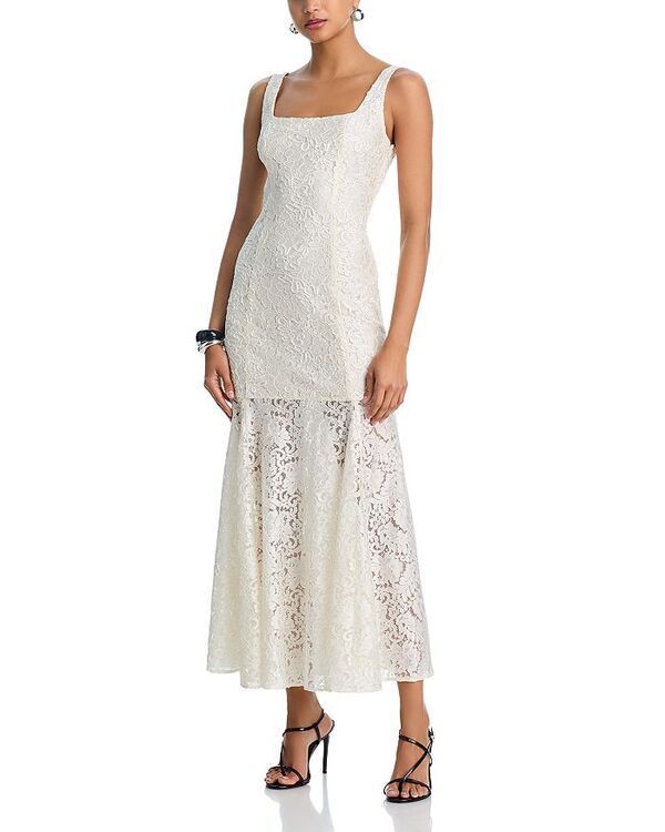 アクア レディース トップス ワンピース レース マキシ AQUA Soutache Cord Lace Drop Waist Maxi Dress Exclusive Ivory アイボリー