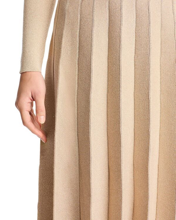 ティー・タハリ レディース トップス ワンピース プリーツ トール Tahari Pleated Metallic Threadedress Gilded Sand サンド