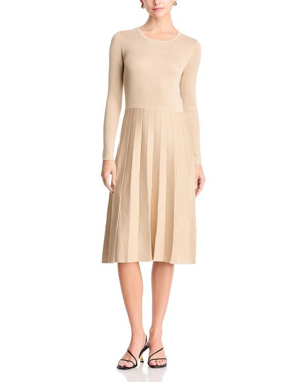 ティー・タハリ レディース トップス ワンピース プリーツ トール Tahari Pleated Metallic Threadedress Gilded Sand サンド