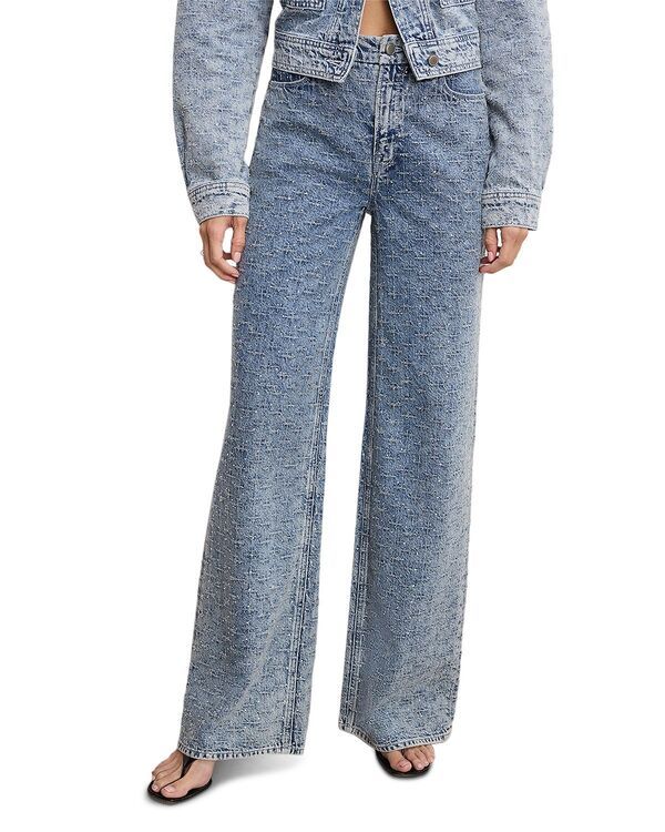 グッドアメリカン レディース ボトムス デニムパンツ ジーンズ Good American Good Skate Wide Crystal Jeans indigo1070 Indigo1070