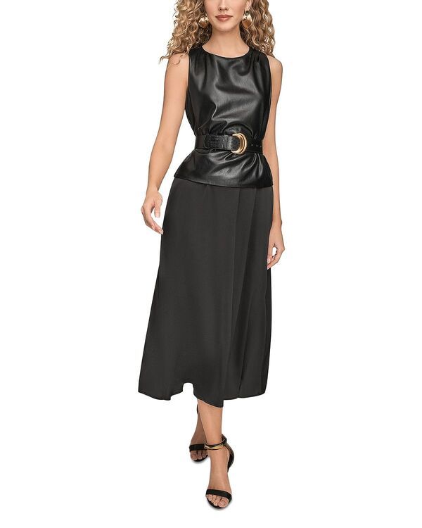 ダナ キャラン ニューヨーク レディース トップス ワンピース Donna Karanew York Mix Media Beltedress Black ブラック