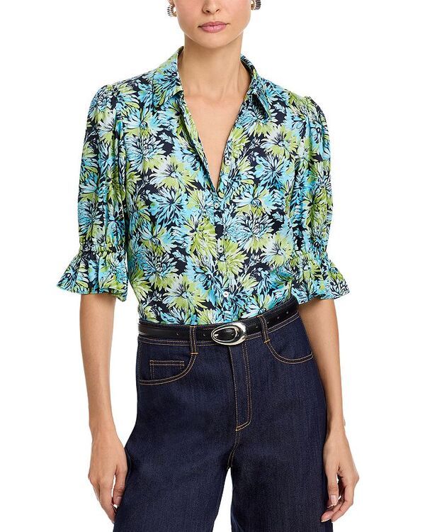 サンク セプト レディース トップス シャツ プリント ブラウス Cinq Sept Fiona Dahlia Print Blouse Tropical Sky Multi マルチカラー