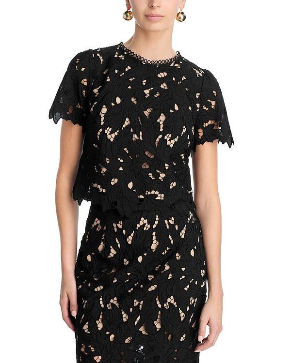アクア レディース トップス シャツ レース AQUA Large Lace Top Exclusive Black ブラック