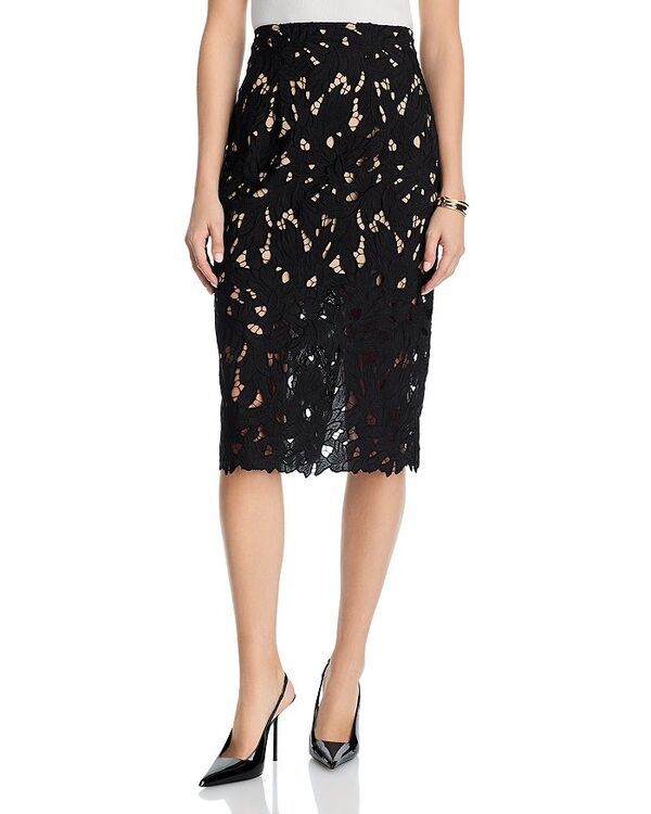 アクア レディース ボトムスカート ミディ レース AQUA Lace Midi Skirt Exclusive Black ブラック