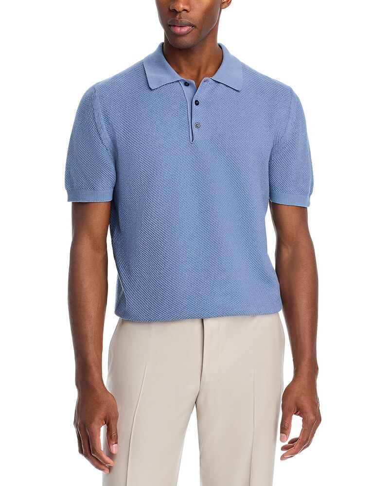 カナーリ レディース トップス ポロシャツ コットン ニット Canali Cotton Textured Knit Polo Shirt Light Blue ブルー