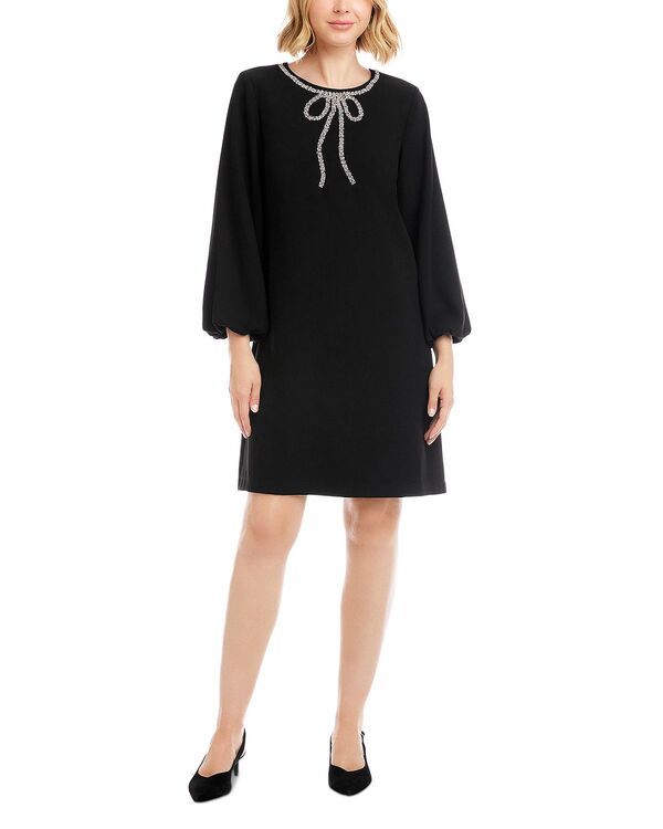 カレンケーン レディース トップス ワンピース Karen Kane Rhinestone Bow Dress Black ブラック