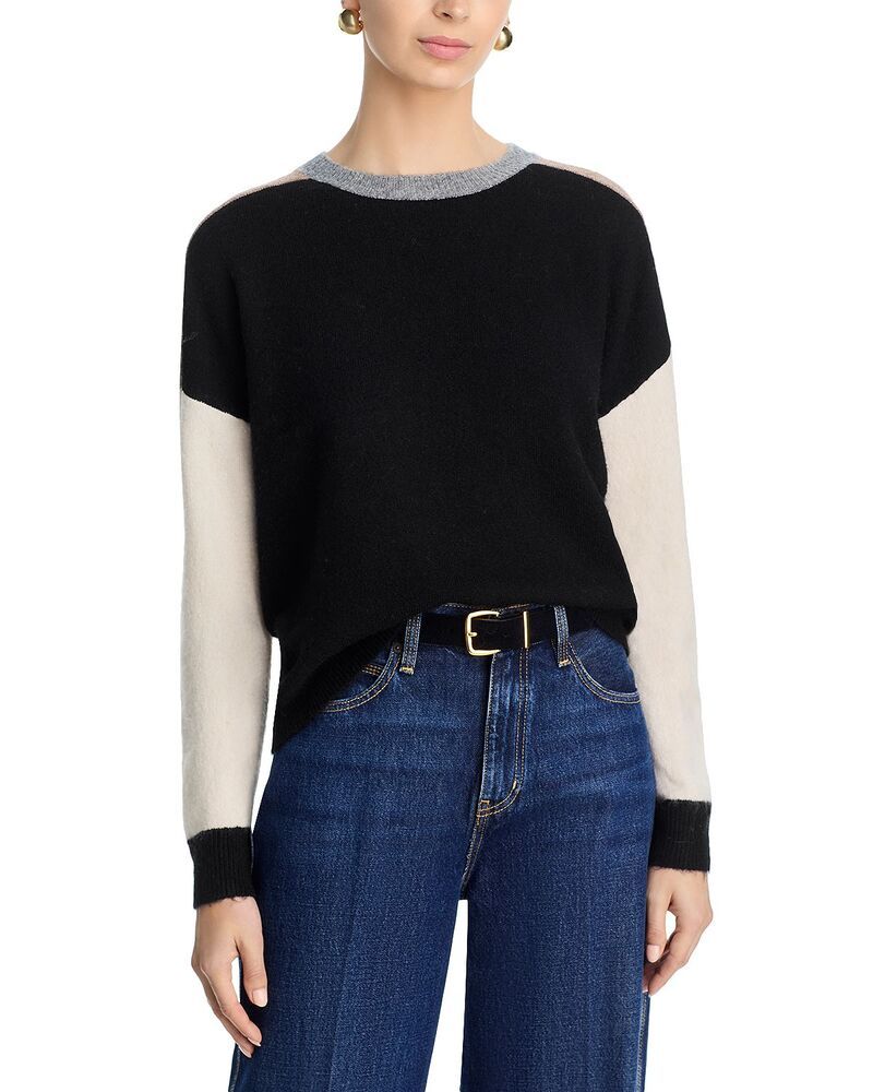 アクア レディース アウター ニット・セーター クルーネック カラーブロック AQUA Colorblock Crewneck Sweater Exclusive Black Multi ブラック