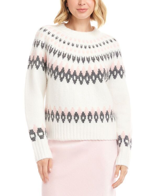カレンケーン レディース アウター ニット・セーター クルーネック Karen Kane Jacquard Crewneck Sweater Off White オフホワイト