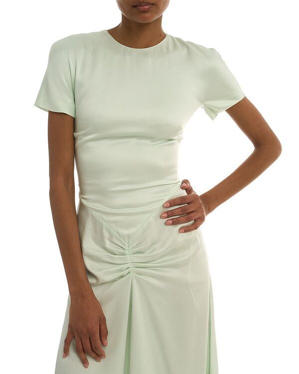 ヴィクトリア ベッカム レディース トップス ワンピース ミディ Tシャツ Victoria Beckham Gathered TShirt Midi Dress Aloe