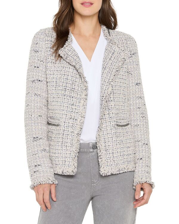 ニックプラスゾーイ レディース アウター ジャケット・ブルゾン フリンジ NICZOE Chain Trim Fringe Jacket Grey Multi グレー