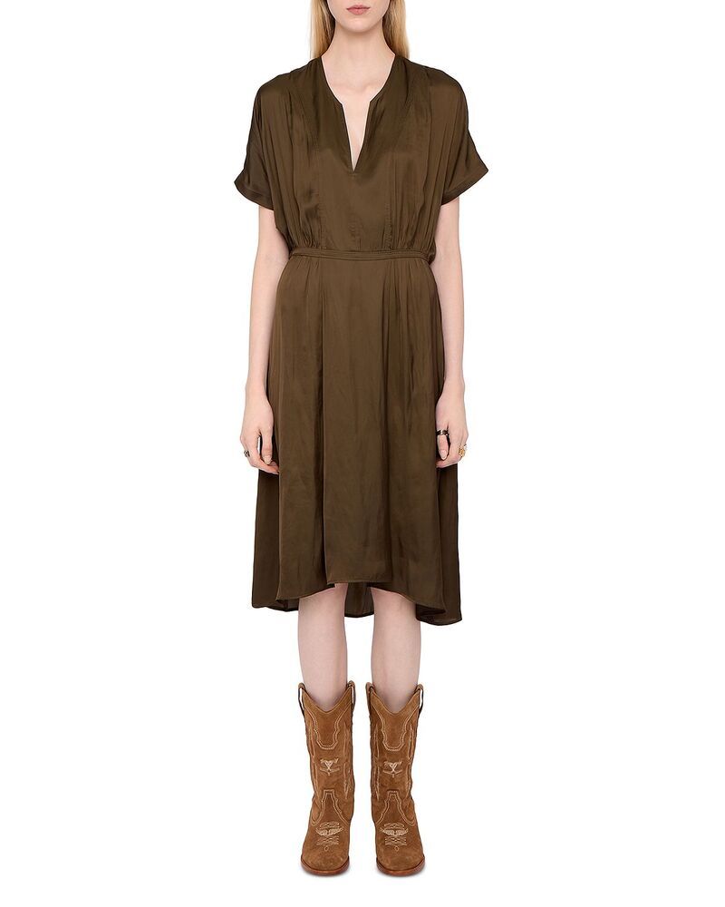 ザディグ エ ヴォルテール レディース トップス ワンピース サテン Zadig Voltaire Riaz Satin Dress Moss