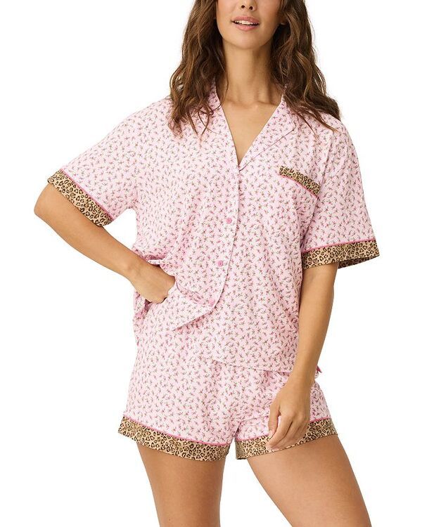 ピージェイサルベージ レディース アウター パーカー・スウェット フラワー柄 コントラスト フラワー PJ Salvage x PQ Swim Contrastrim Floral Short Pajama Set Pink ピンク