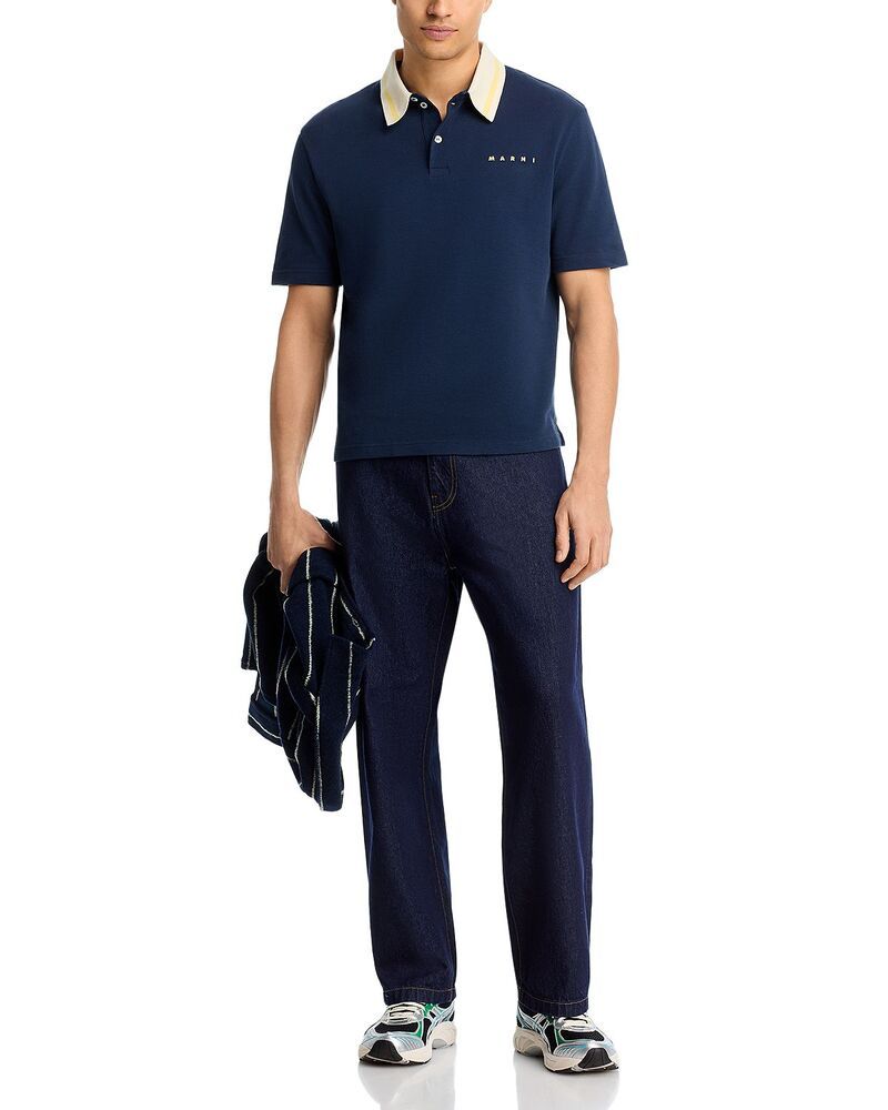マルニ メンズ トップス ポロシャツ コントラスト Marni Contrast Collar Polo Blue ブルー マルニ メンズ トップス ポロシャツ コントラスト Marni Contrast Collar Polo Blue ブルー