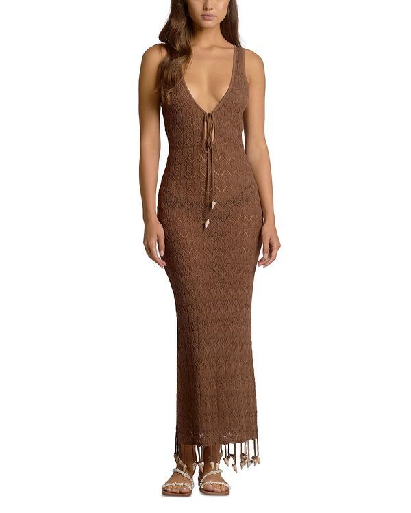 エラン レディース トップス ワンピース Elan Reversible Shell Trim Swim Cover Up Dress Brown ブラウン