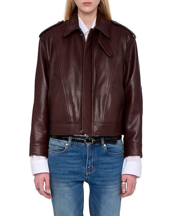 ザディグ エ ヴォルテール レディース アウター ジャケット・ブルゾン レザー Zadig Voltaire Kimo Leather Jacket Burgundy バーガンディ