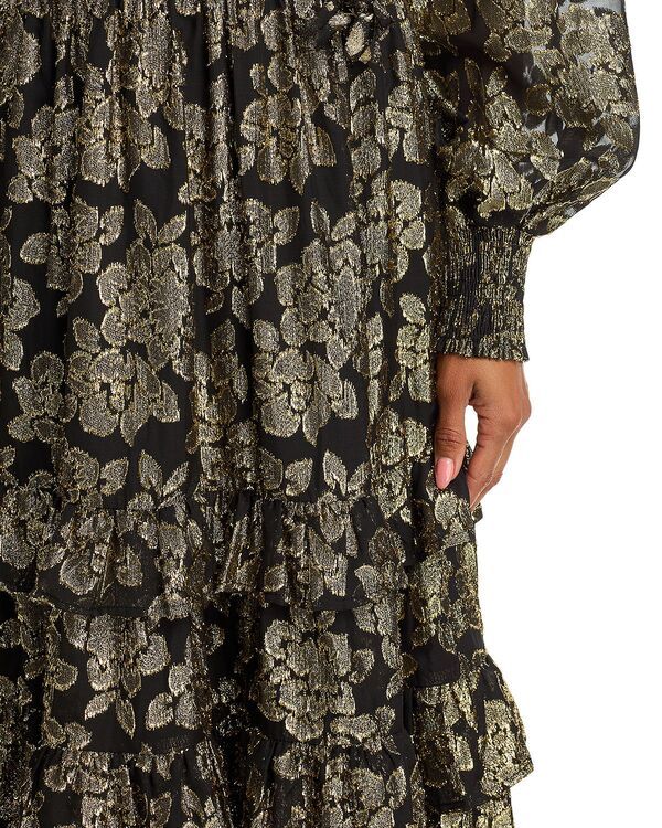 アクア レディース トップス ワンピース ティアード トール AQUA Metallic Jacquard Tieredress Exclusive BlackGold ブラック