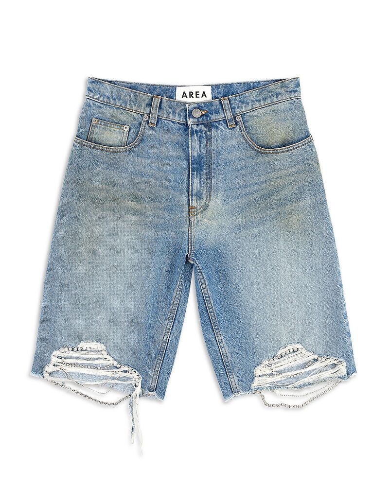 エリア レディース ボトムス ハーフパンツ・ショーツ ショートパンツ デニム AREA Crystal Strands Frayedenim Shorts Medium Blue ブルー