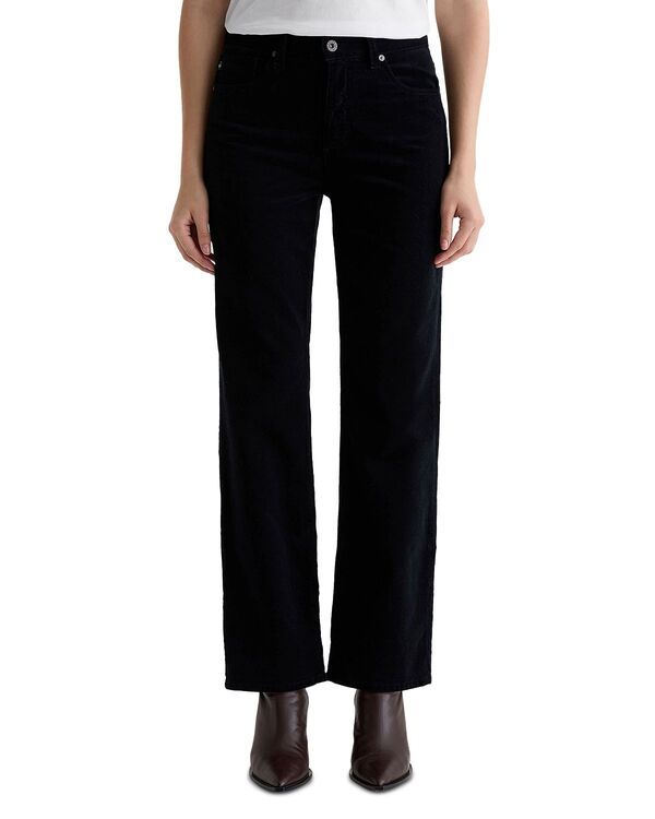 エージー レディース ボトムス デニムパンツ コーデュロイ ジーンズ AG Brinley Mid Rise Straight Corduroy Jeans in Super Black ブラック