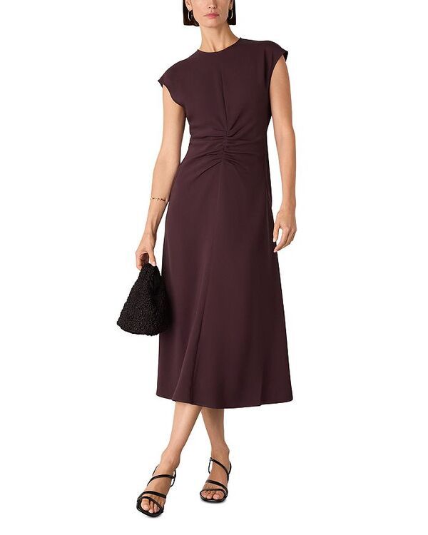 ホイッスルズ レディース トップス ワンピース ミディ Whistles Gathered Midi Dress Burgundy バーガンディ