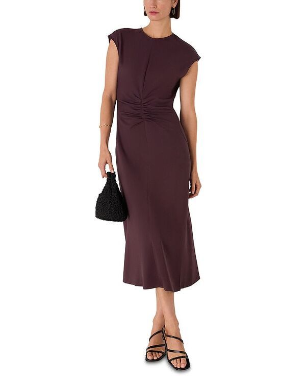 ホイッスルズ レディース トップス ワンピース ミディ Whistles Gathered Midi Dress Burgundy バーガンディ