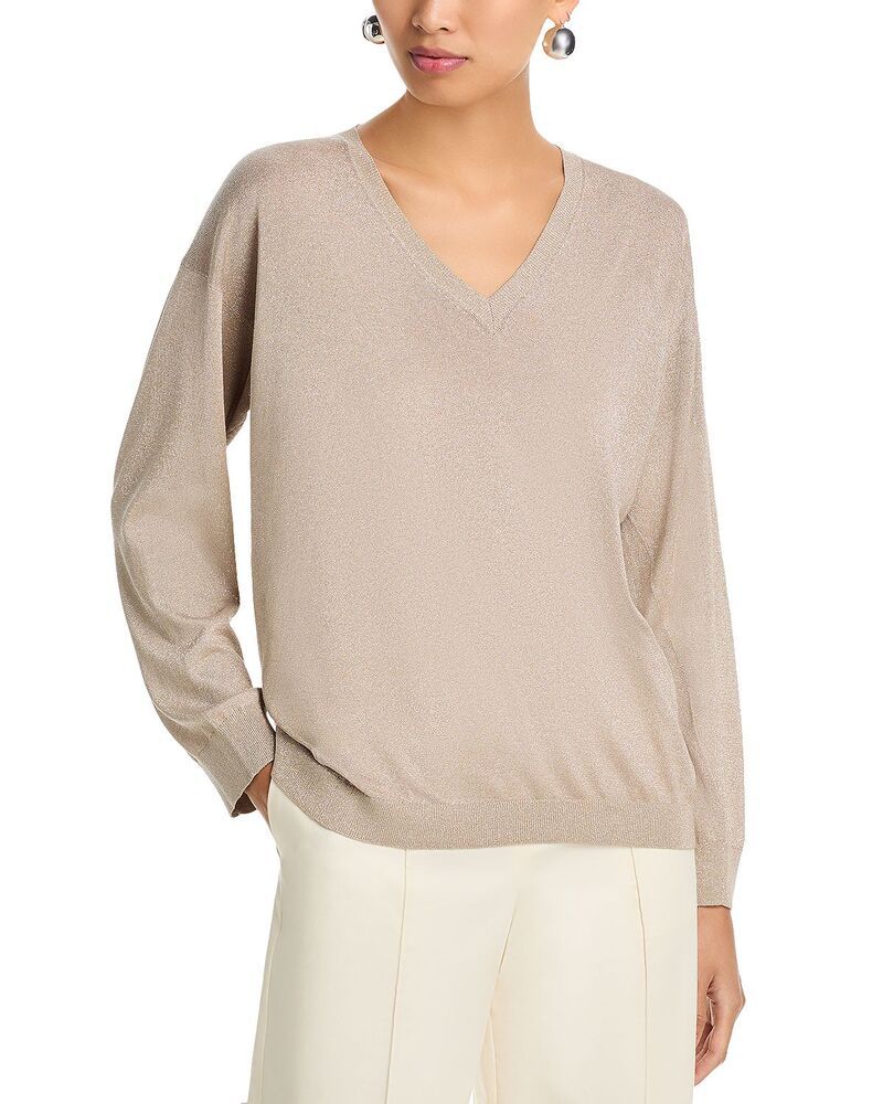 ファビアナ フィリッピ レディース アウター ニット・セーター Vネック Fabiana Filippi V Neck Sweater Open Beige ベージュ