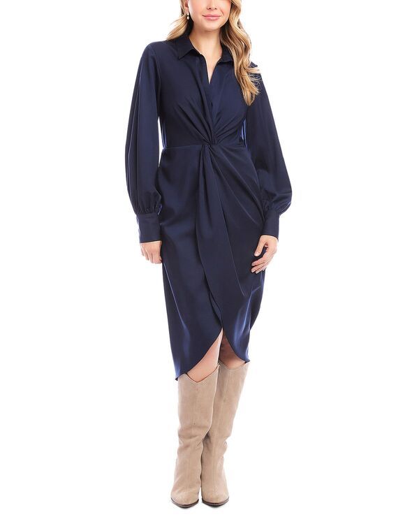カレンケーン レディース トップス ワンピース Karen Kane Savannah Twist Front Dress Navy ネイビー