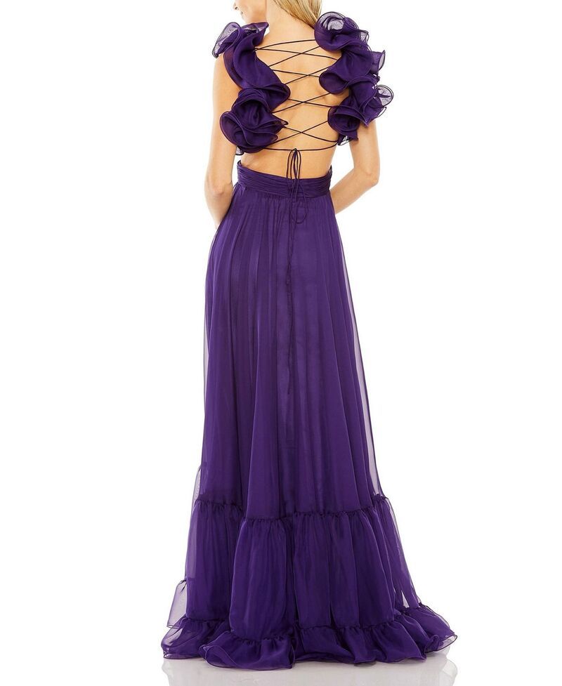 マックダガル レディース トップス ワンピース ティアード シフォン カットアウト フリル Mac Duggal Ruffle Tiered CutOut Chiffon Gown Royal Purple パープル マックダガル レディース トップス ワンピース ティアード シフォン カットアウト フリル Mac Duggal Ruffle Tiered CutOut Chiffon Gown Royal Purple パープル
