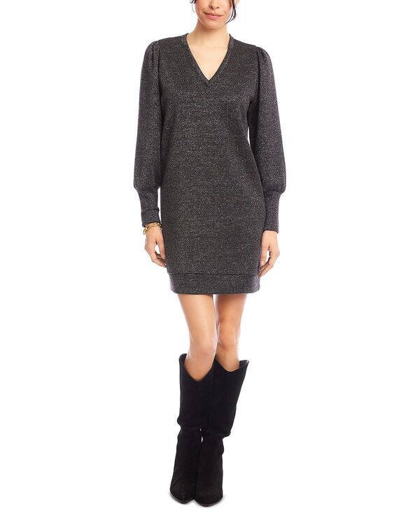 カレンケーン レディース トップス ワンピース Vネック Karen Kane Puffed Sleeve V Neck Dress Bks