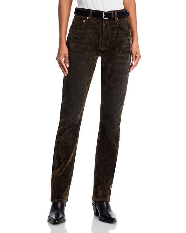 リダン レディース ボトムス デニムパンツ ジーンズ REDONE The Blondie High Rise Jeans in Olive Branch Flocked Olive Branch Flocked オリーブ