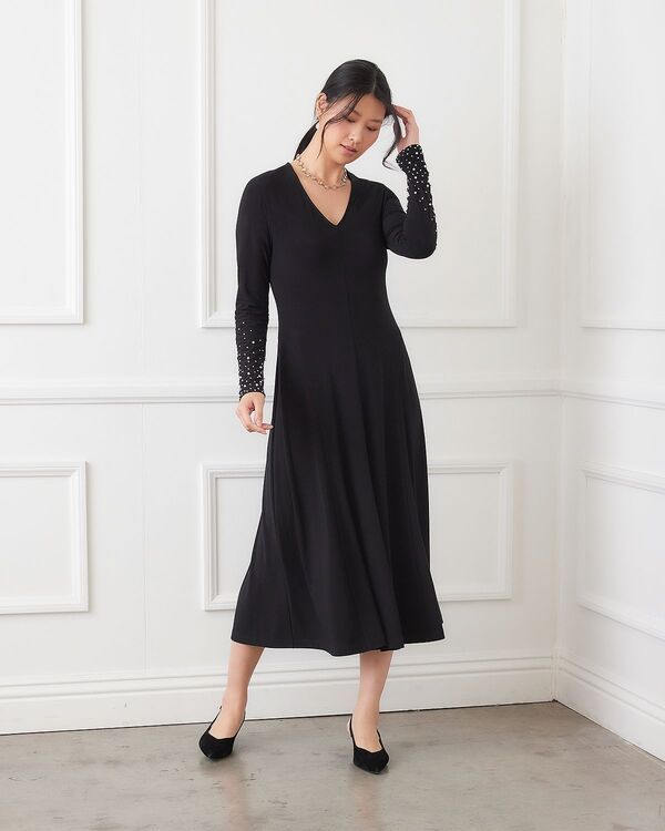 カレンケーン レディース トップス ワンピース Karen Kane Kate Beaded Sleeve Travel Dress Black ブラック