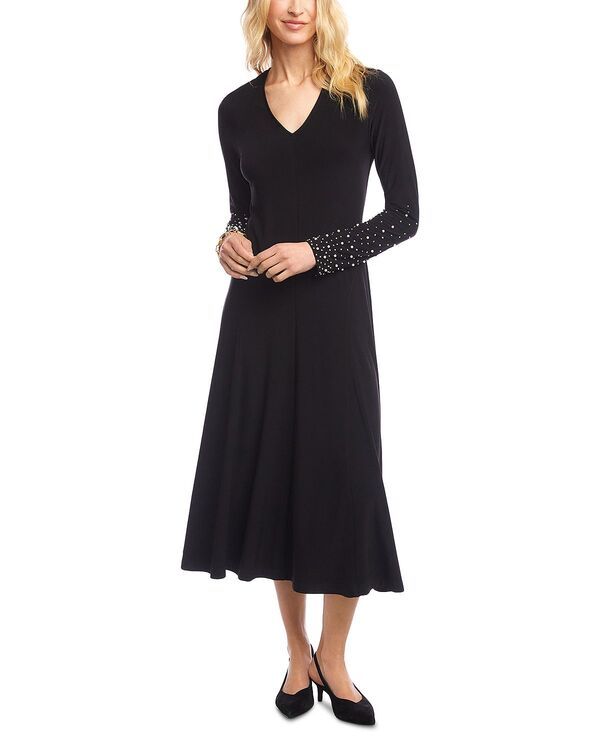 カレンケーン レディース トップス ワンピース Karen Kane Kate Beaded Sleeve Travel Dress Black ブラック
