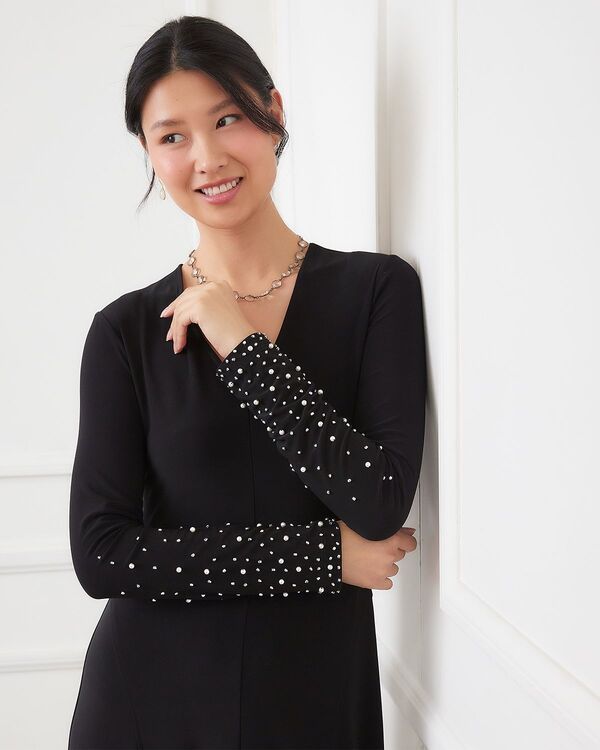カレンケーン レディース トップス ワンピース Karen Kane Kate Beaded Sleeve Travel Dress Black ブラック