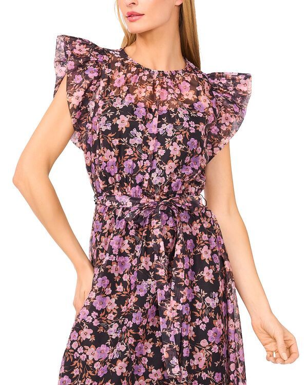 セセ レディース トップス ワンピース ハイネック CeCe High Neck Flutter Sleeve Dress Rich Black ブラック