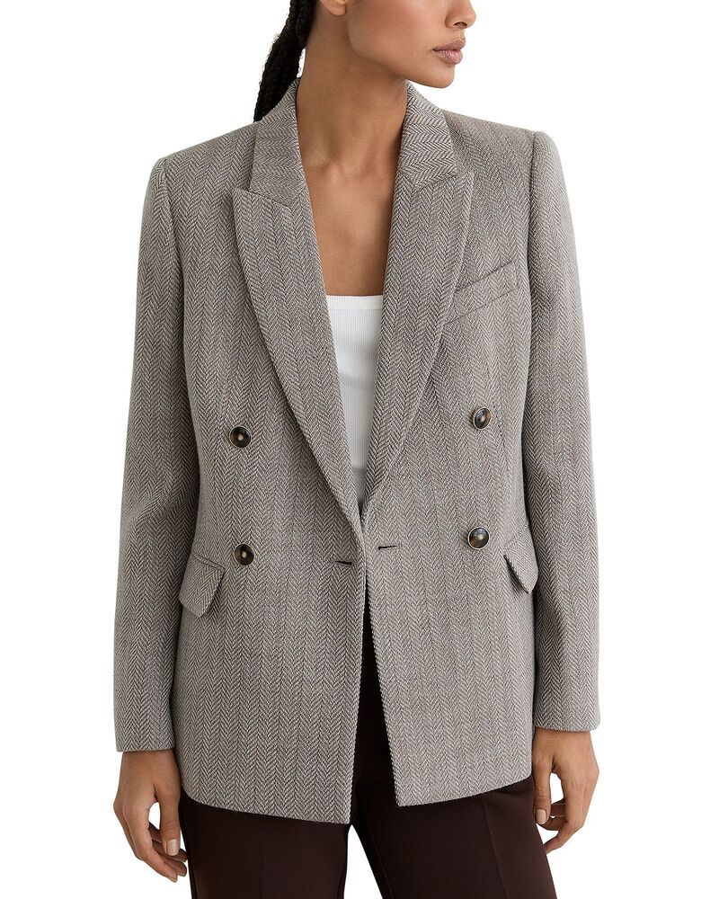 レイス レディース アウター ジャケット・ブルゾン REISS Ember Herringbone Jacket Grey グレー
