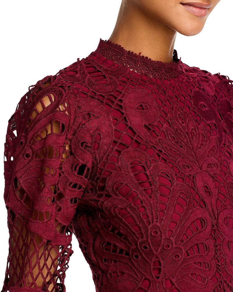 アクア レディース トップス ワンピース レース AQUA Long Sleeve Lace Dress Exclusive Cherry Lacquer アクア レディース トップス ワンピース レース AQUA Long Sleeve Lace Dress Exclusive Cherry Lacquer