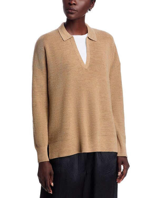 エイリーンフィッシャー レディース アウター ニット・セーター ウール Eileen Fisher Wool Johnny Collar Sweater Biscuit