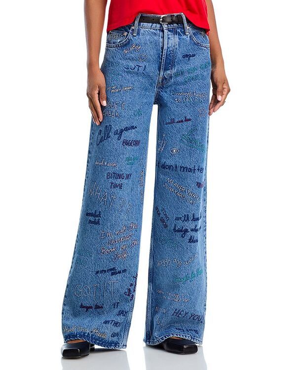 マザー レディース ボトムス デニムパンツ ジーンズ MOTHER The Mid Rise Double Dip Nerdy Jeans in Alphabet Soup Alphabet Soup