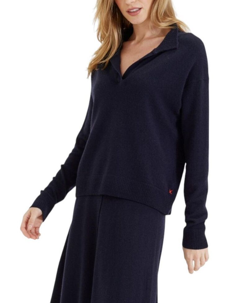 チンティアンドパーカー レディース アウター ニット・セーター ウール Chinti Parker Womens Wool Cashmere Collared Sweater Navy ネイビー
