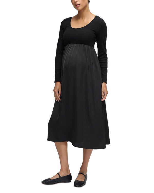イングリッドイザベル レディース トップス ワンピース マタニティ Ingrid Isabel Mixed Media Maternity Dress Black ブラック