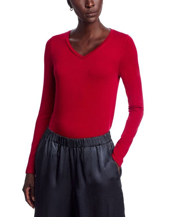 エイリーンフィッシャー レディース トップス シャツ Vネック Eileen Fisher V Neck Long Sleeve Top Ruby ルビー