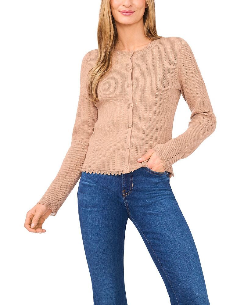 セセ レディース アウター ニット・セーター CeCe Button Front Sweater Safari