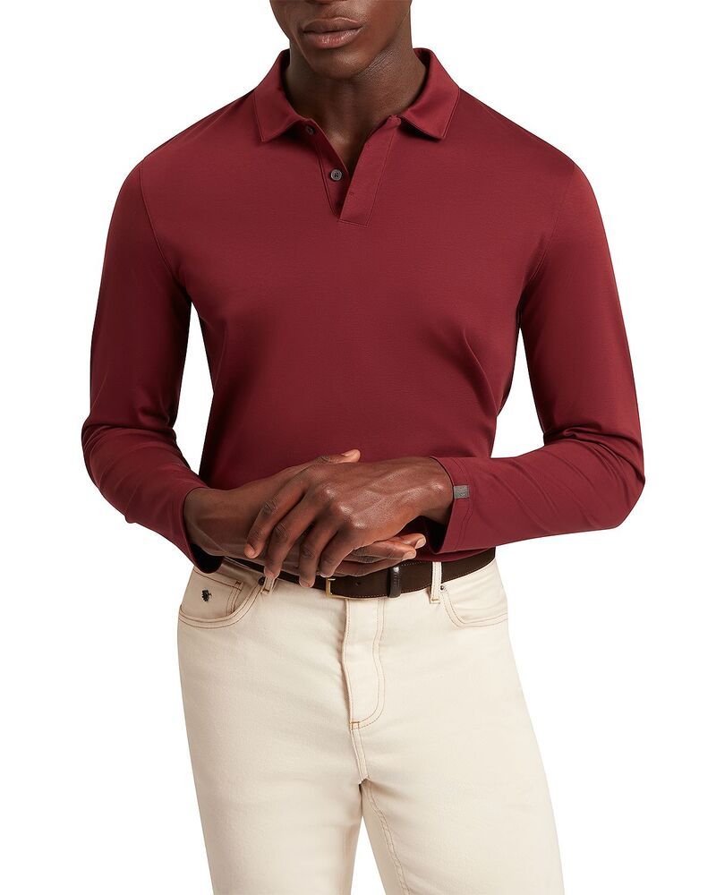 テッドベーカー メンズ トップス ポロシャツ コットン Ted Baker Ignac Long Sleeve Regular Softouch Cotton Polo Maroon マルーン