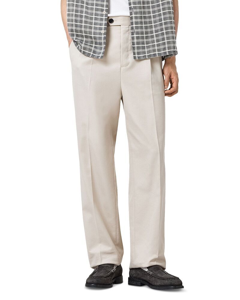 オールセインツ メンズ ボトムス カジュアルパンツ プリーツ トール ALLSAINTS Tallis Pleated Straight Fit Pants Feather Taupe トープ